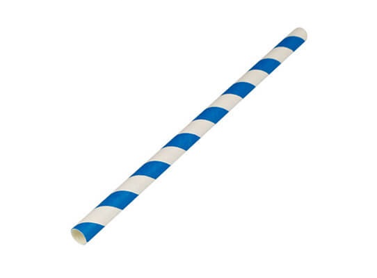 Paper Straws Blue Striped 195 x 6mm